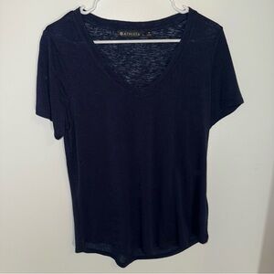 Athleta Dark Blue Short Sleeve V-Neck Tee